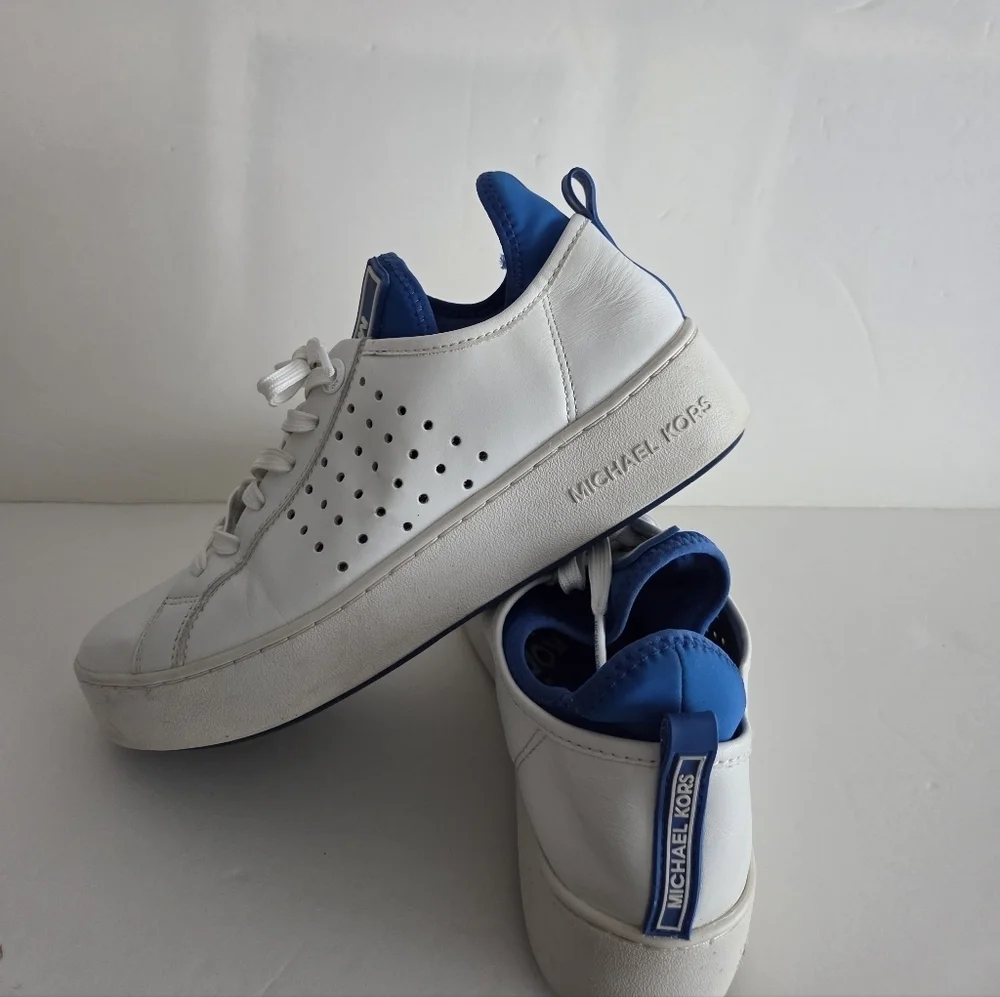 Michael Kors White and Blue Women's Sneakers Sz.7M